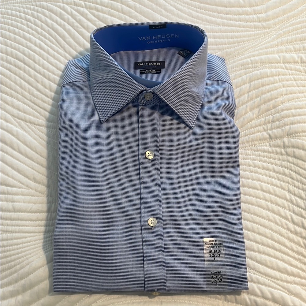 Van Heusen Blue Dress Shirt with Classic Collar